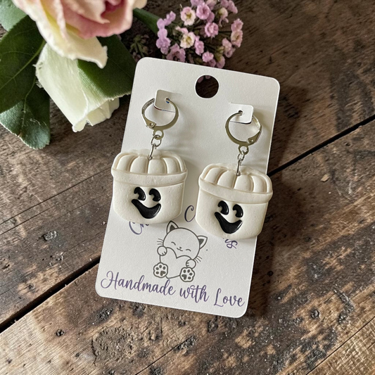 Ghost Bucket Dangles - Handmade Polymer Clay Earrings