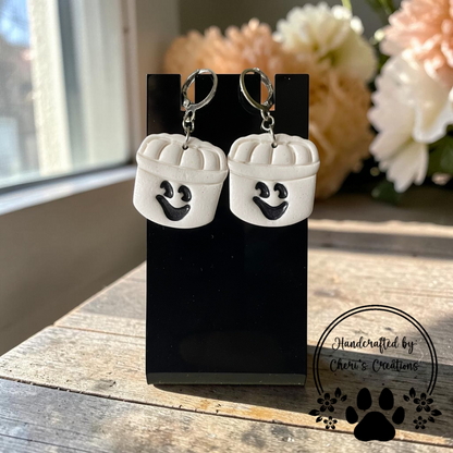 Ghost Bucket Dangles - Handmade Polymer Clay Earrings