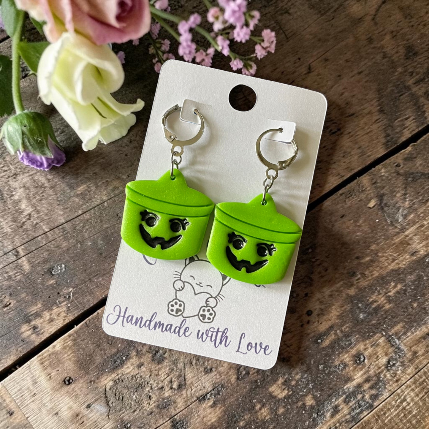 Witch Bucket Dangles - Handmade Polymer Clay Earrings