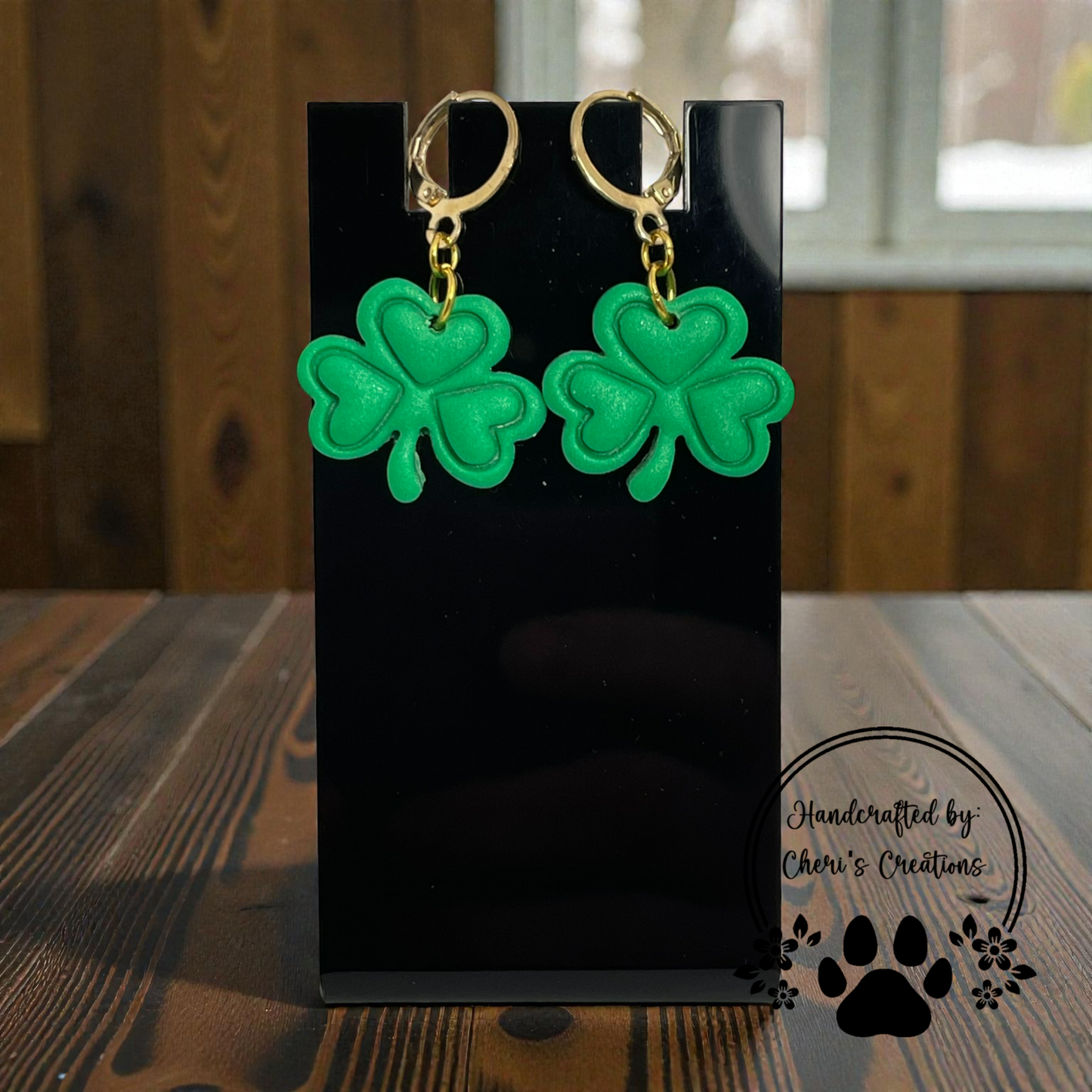 Mini Heart Clover Dangle Earrings – Handmade Polymer Clay Earrings