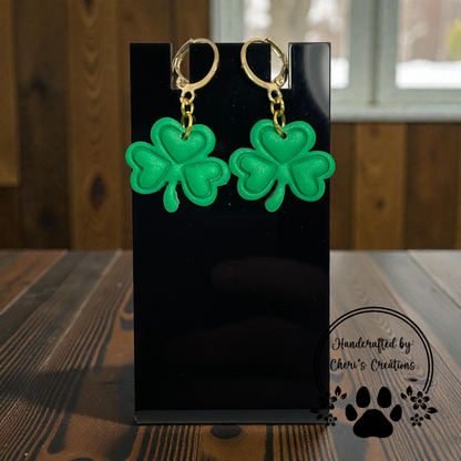 Mini Heart Clover Dangle Earrings – Handmade Polymer Clay Earrings