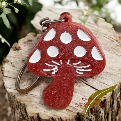 Mini Mushroom Keychain – Apricot Mica Resin Mushroom Keychain