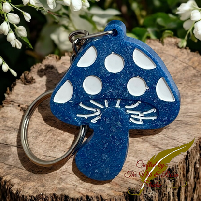 Mini Mushroom Keychain – Pure Blue Mica Resin Mushroom Keychain