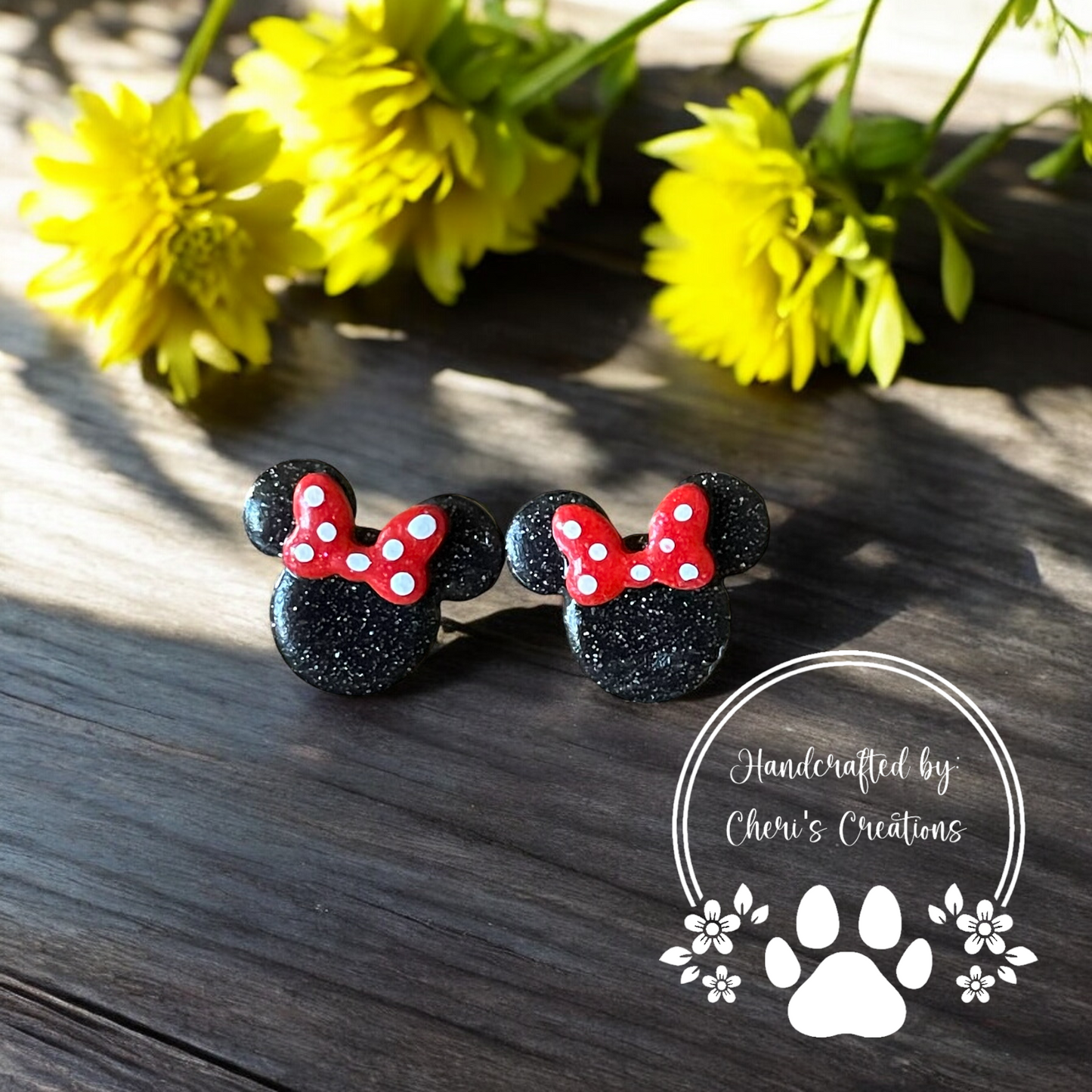 Girly Mouse Ears Polymer Clay Stud Earrings