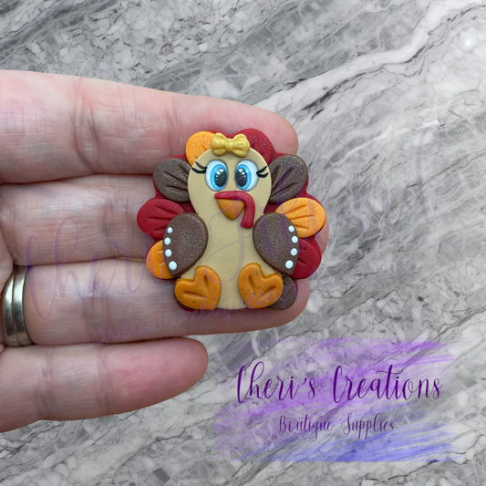 Miss Gobbles Thanksgiving Turkey Polymer Clay Embellishment