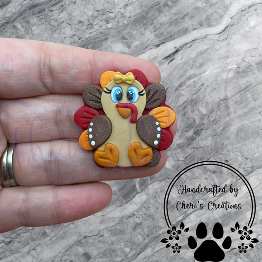 Miss Gobbles Thanksgiving Turkey Polymer Clay Embellishment