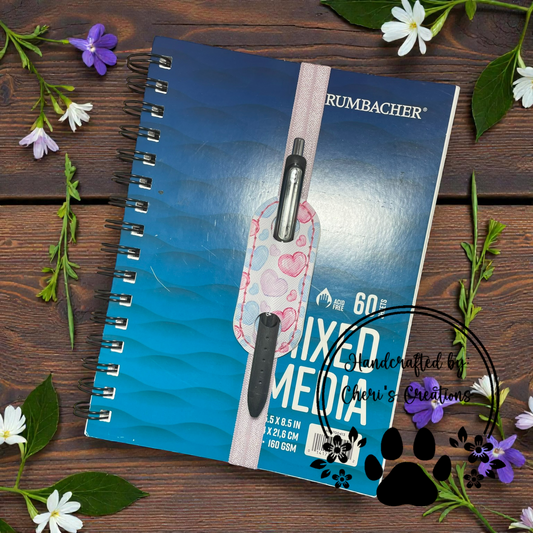 Pen Holder - Pastel Hearts Elastic Pen Bookmark