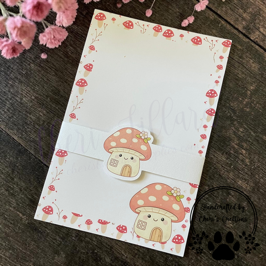 Mushroom House Notepad – Cottagecore Memo Pad