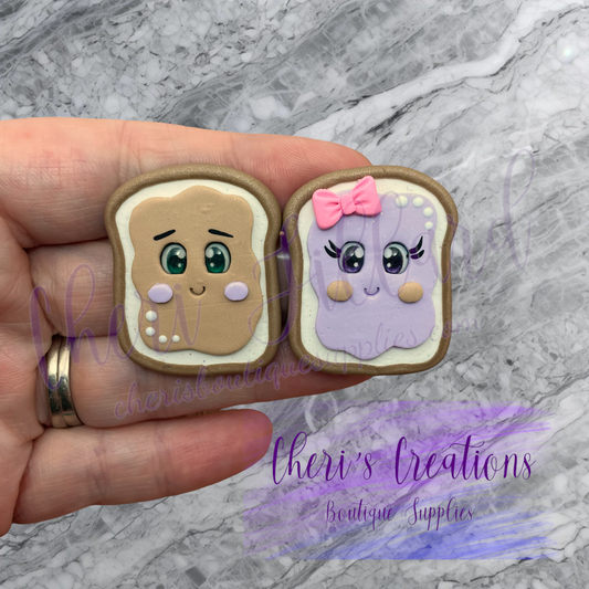 Purple PB & J Set – Handmade Polymer Clay Food Embellishments for Bow Making, Crafting & DIY Projects