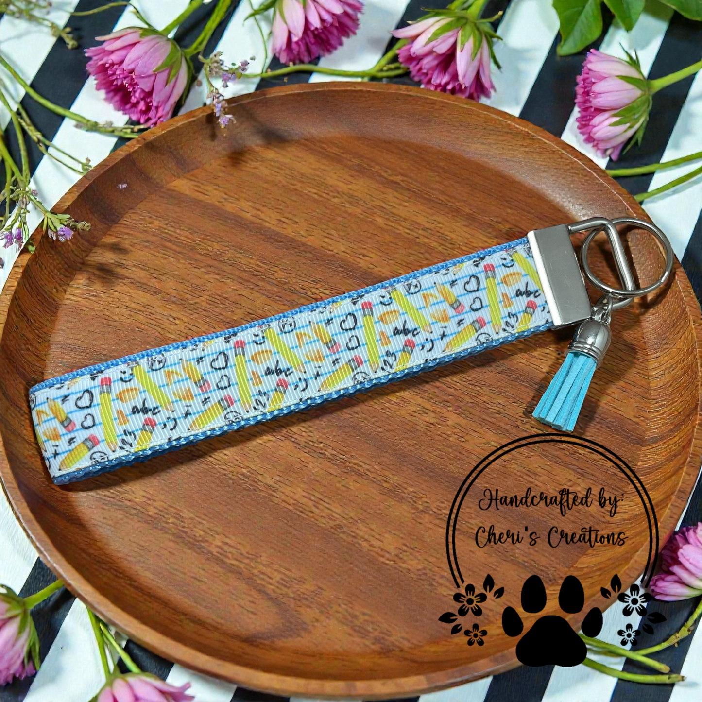 Wristlet Keychain - Notebook Doodles Key Fob