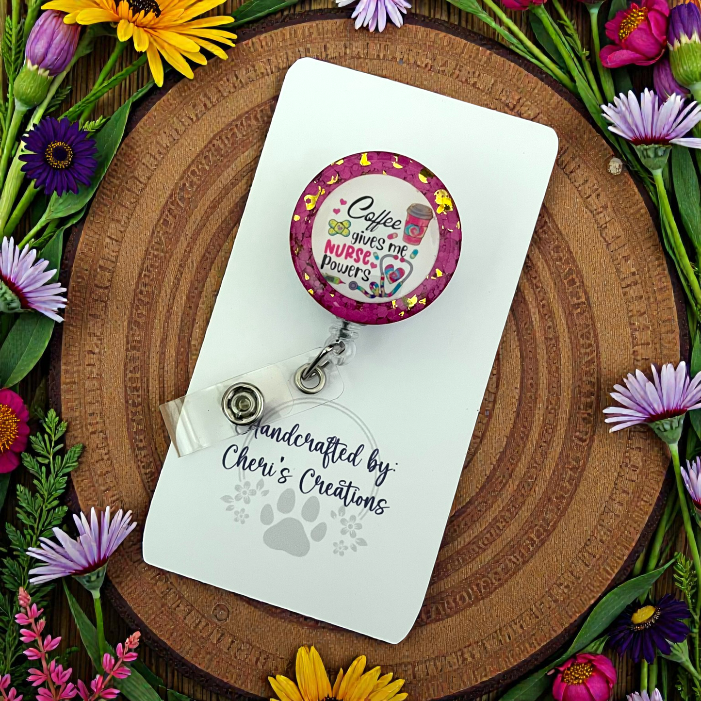 Badge Reel - Coffee Gives Me Nurse Powers ID Holder