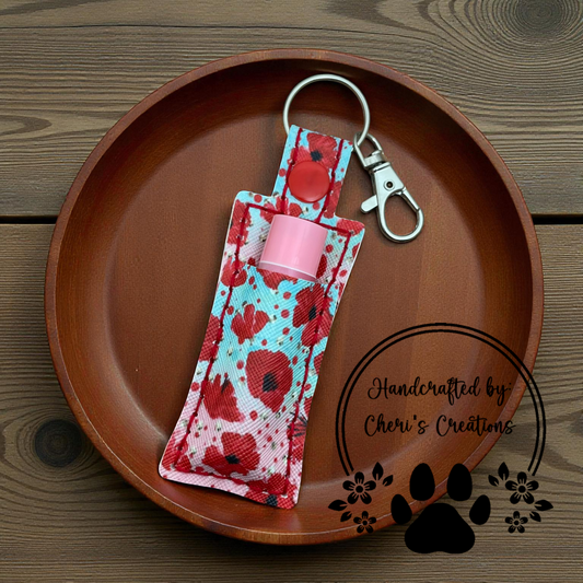 Chapstick Keychain - Ombre Poppies Lip Balm Holder