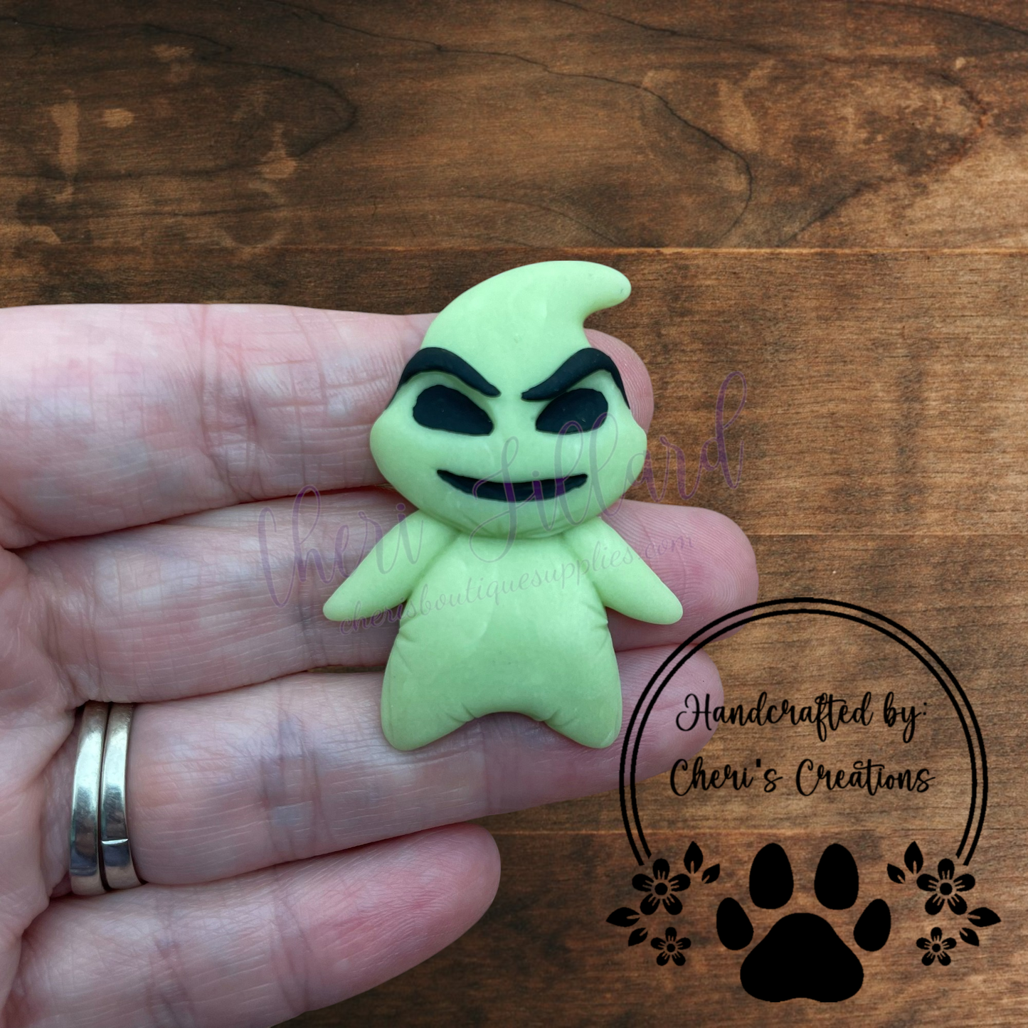 Patchwork Sack Monster Bow Center – Handmade Polymer Clay Embellishment