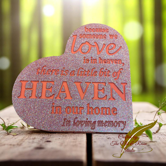 Memorial Heart Plaque #1: "Heaven" - Lt. Orange/Orange