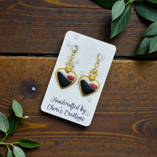 Anti-Love Potion Dangle Earrings – Handmade Polymer Clay Earrings