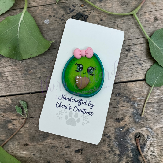 Avocado Bow Center – Handmade Polymer Clay Embellishment