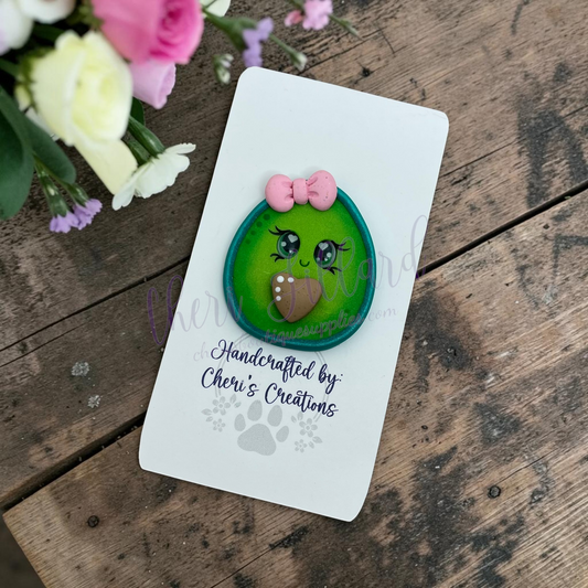 Avocado Bow Center – Handmade Polymer Clay Embellishment