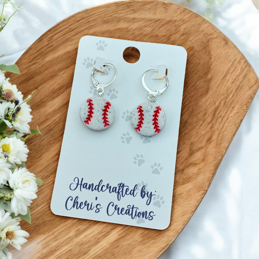 Baseball Polymer Clay Dangle Earrings