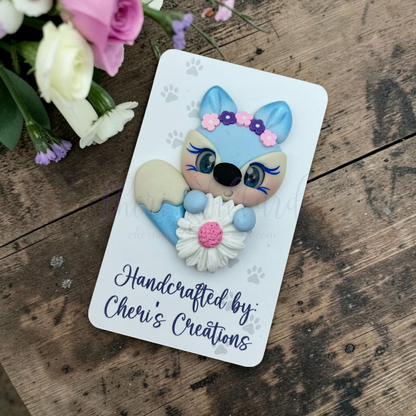 Daisy Fox Bow Center – Handmade Polymer Clay Embellishment