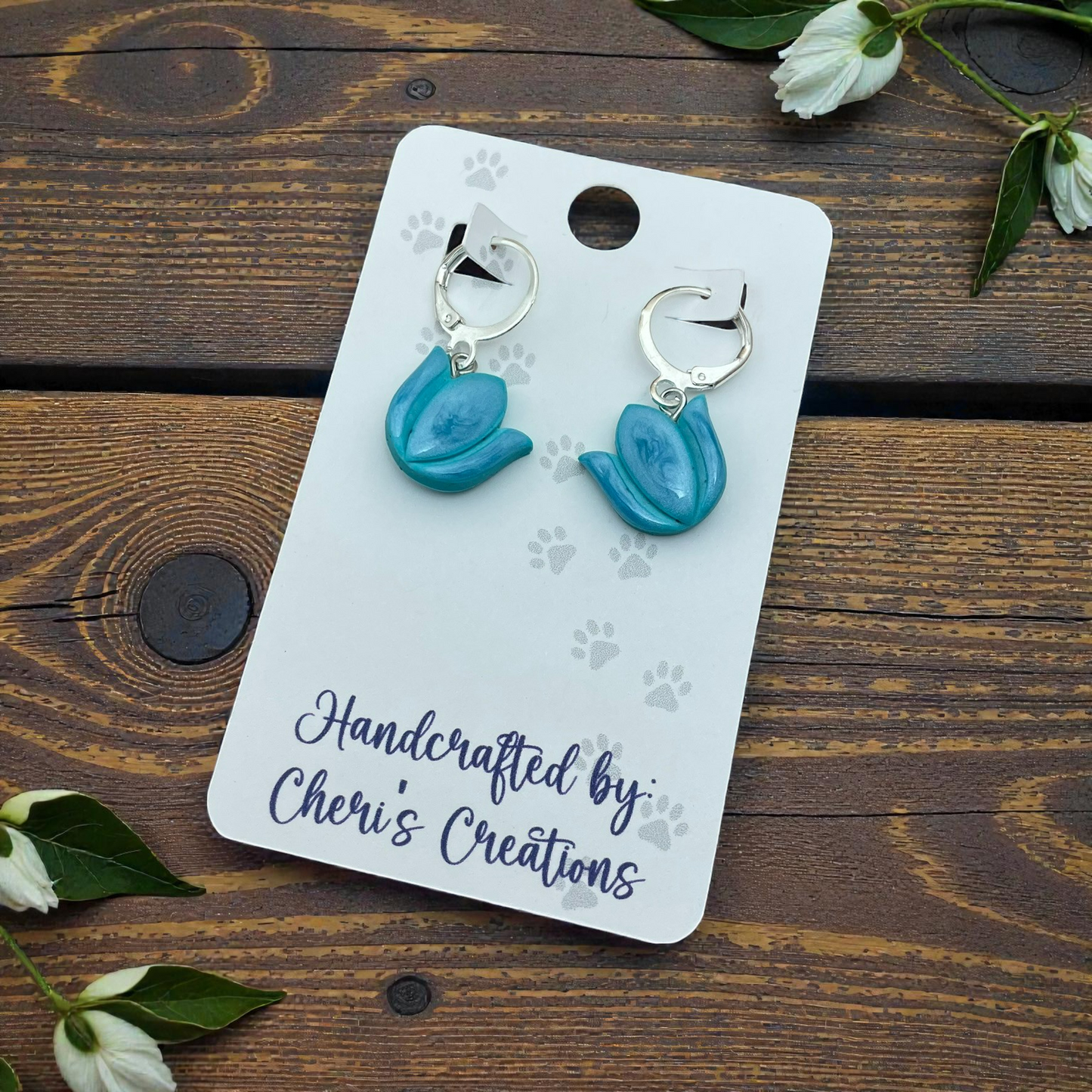 Blue Tulip Earrings – Mini Dangle Earrings