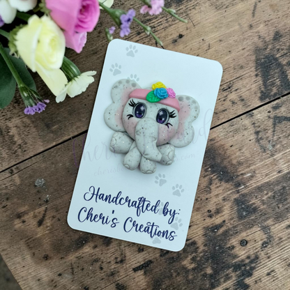 Boho Elephant Bow Center – Handmade Polymer Clay Embellishment