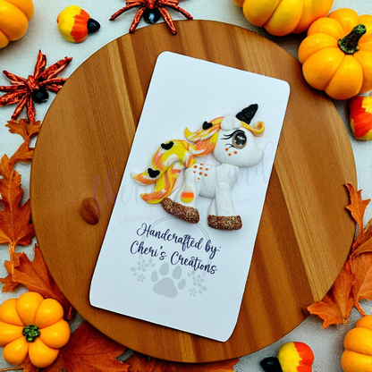 Candy Corn Unicorn Bow Center – Handmade Polymer Clay Embellishment