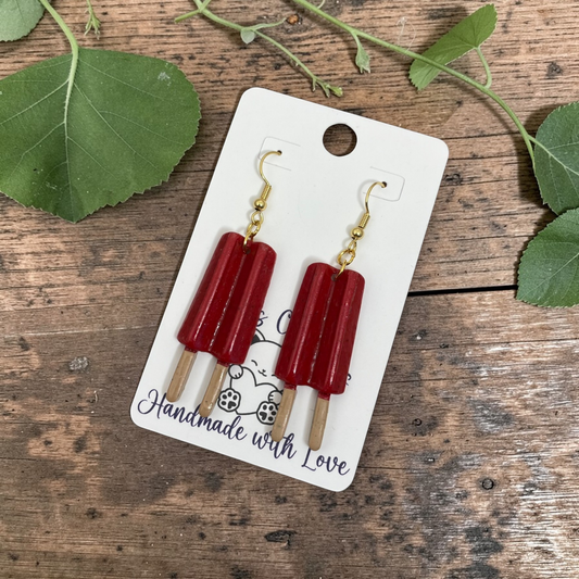 Cherry Popsicle Dangles - Handmade Polymer Clay Earrings