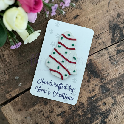 Christmas Tree Cake Bow Center – Handmade Polymer Clay Embellishment
