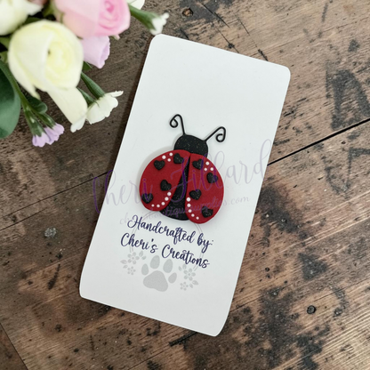 Classic Ladybug Bow Center – Handmade Polymer Clay Embellishment