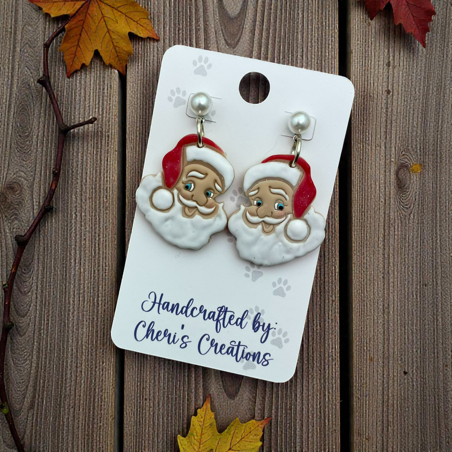 Classic Santa Dangle Earrings – Handmade Polymer Clay Earrings