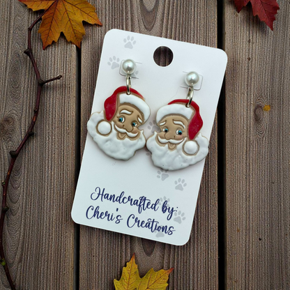 Classic Santa Dangle Earrings – Handmade Polymer Clay Earrings