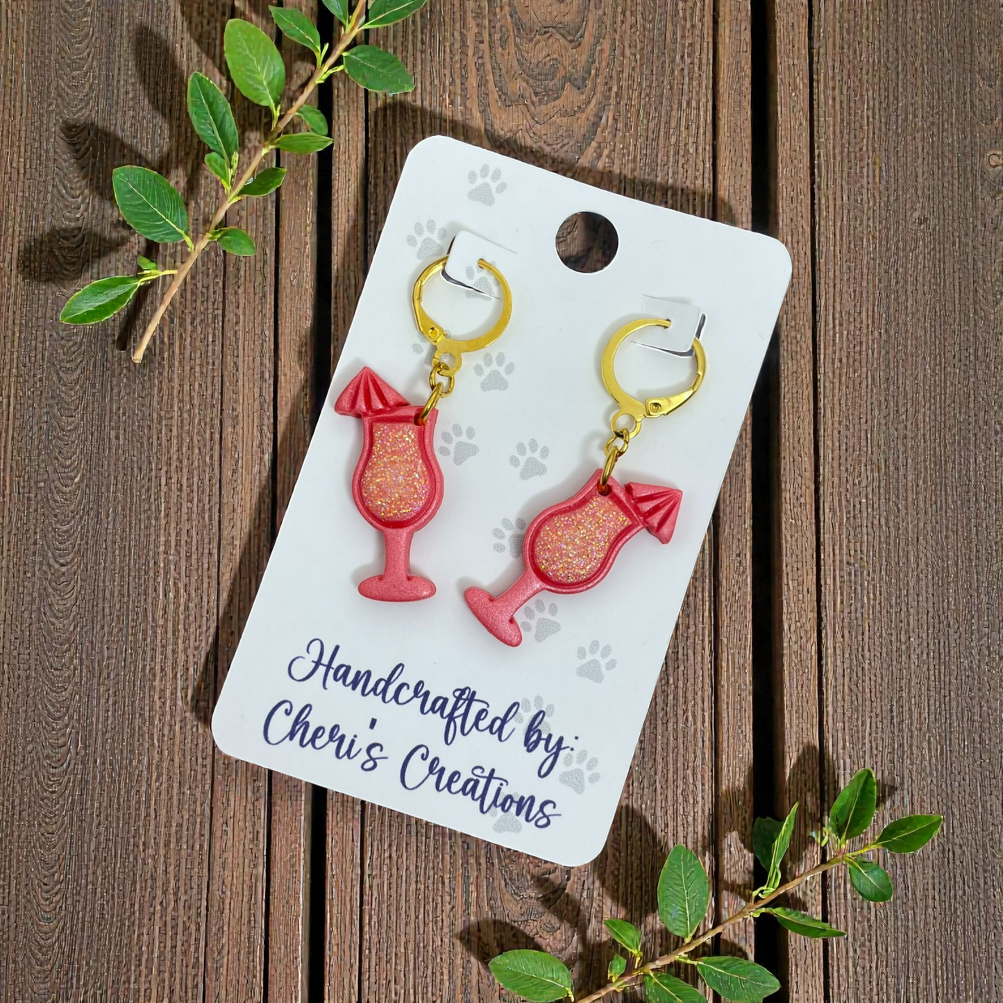 Coral Cocktail Dangles - Handmade Polymer Clay Earrings