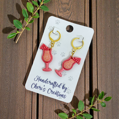 Coral Cocktail Dangles - Handmade Polymer Clay Earrings
