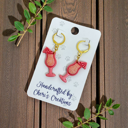 Coral Cocktail Dangles - Handmade Polymer Clay Earrings