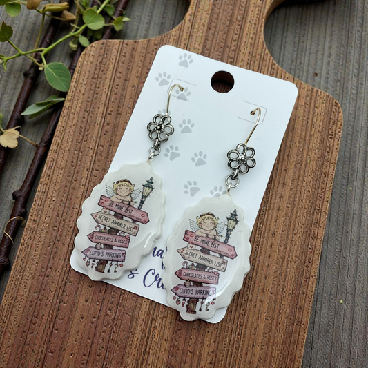Cupid’s Arrows Dangle Earrings – Handmade Polymer Clay Valentine Earrings