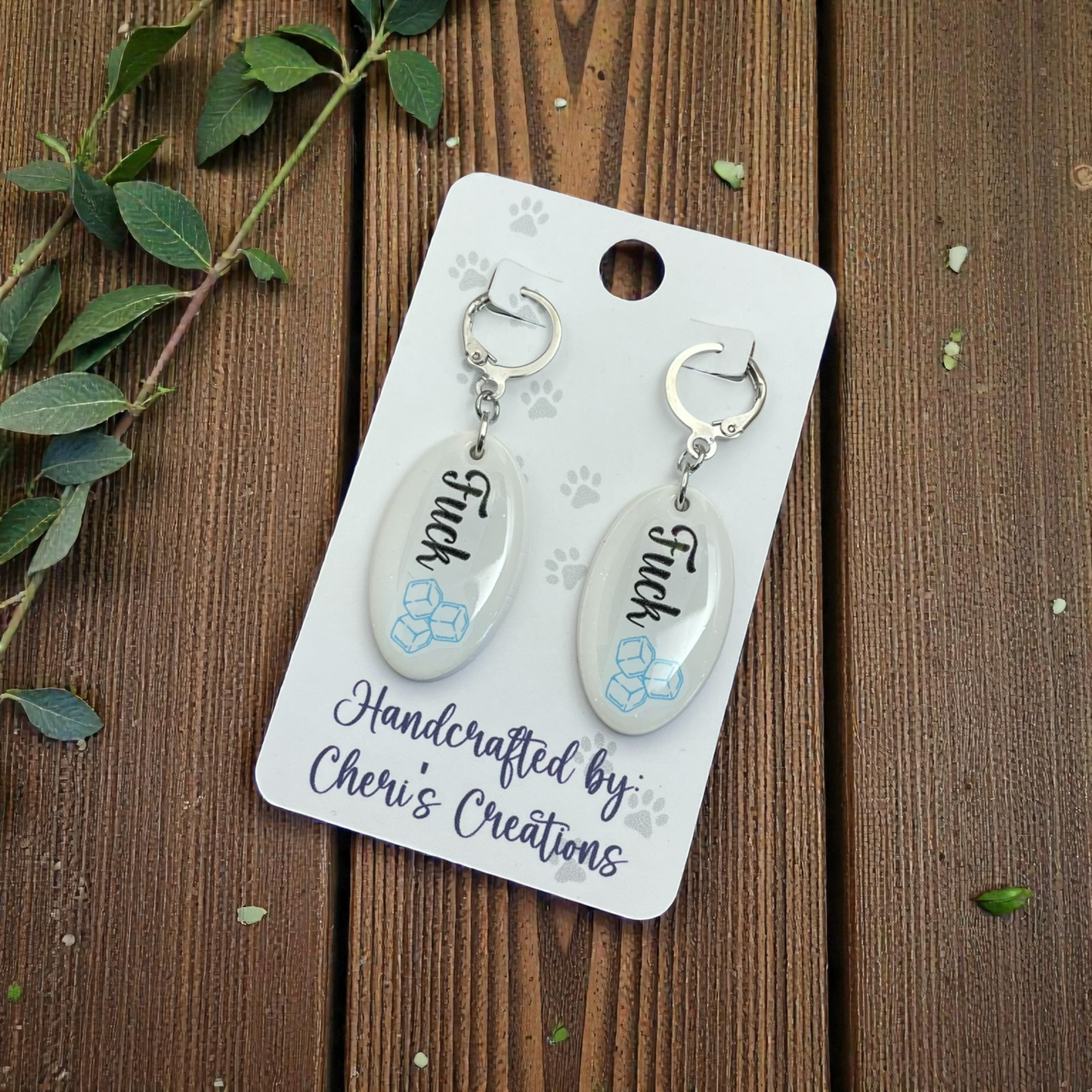 F Ice Dangle Earrings – Handmade Polymer Clay Earrings