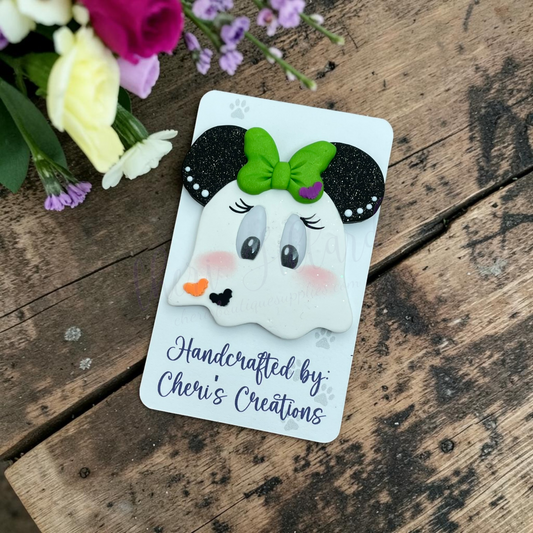 Mouse Ghost Bow Center – Handmade Polymer Clay Embellishment