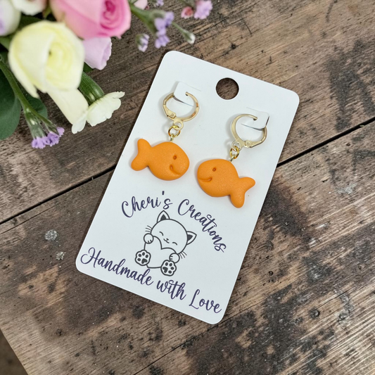 Mini Fish Cracker Earrings - Handmade Polymer Clay Dangle Earrings