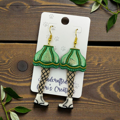 Green Leg Lamp Dangle Earrings – Handmade Polymer Clay Earrings