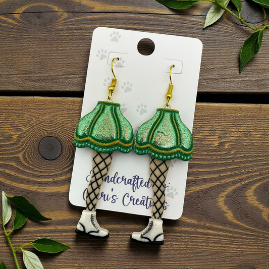 Green Leg Lamp Dangle Earrings – Handmade Polymer Clay Earrings