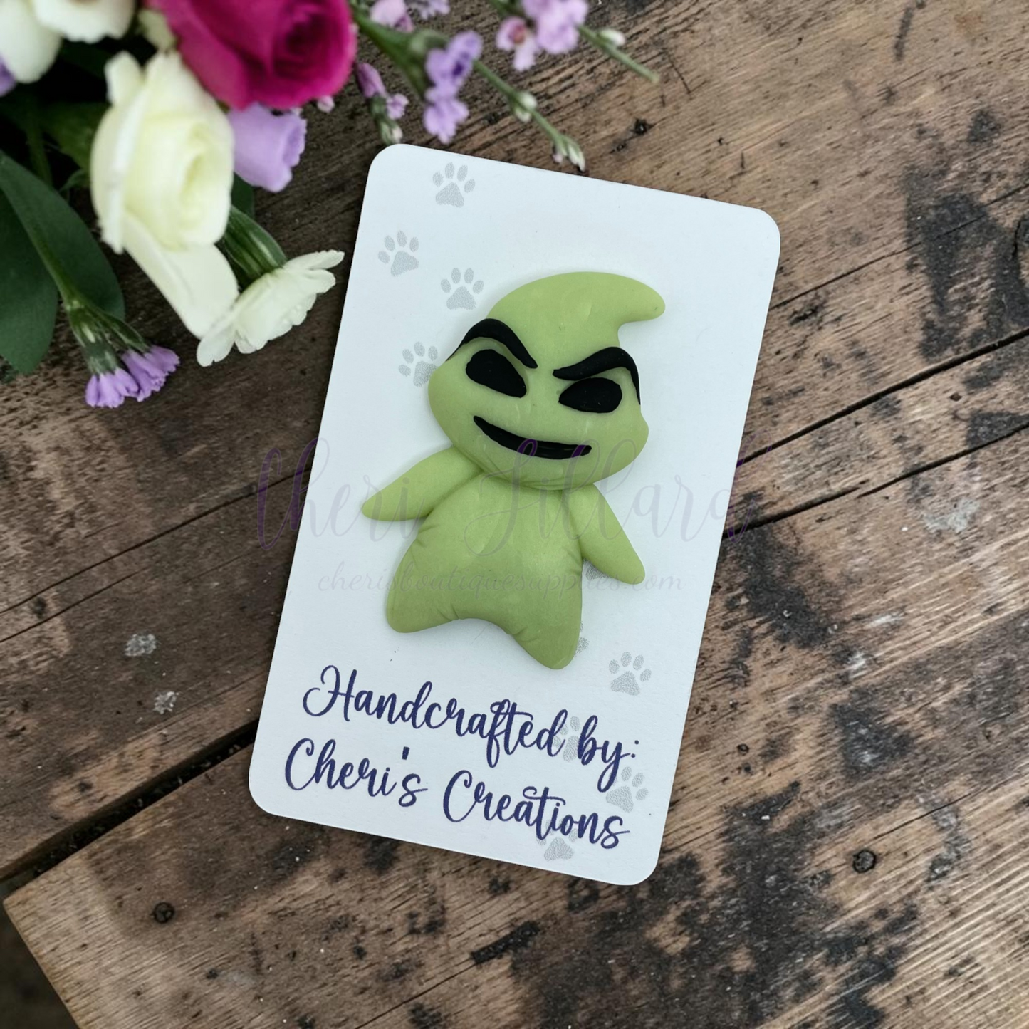 Patchwork Sack Monster Bow Center – Handmade Polymer Clay Embellishment