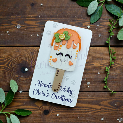 Orange Creamsicle Bow Center – Handmade Polymer Clay Embellishment