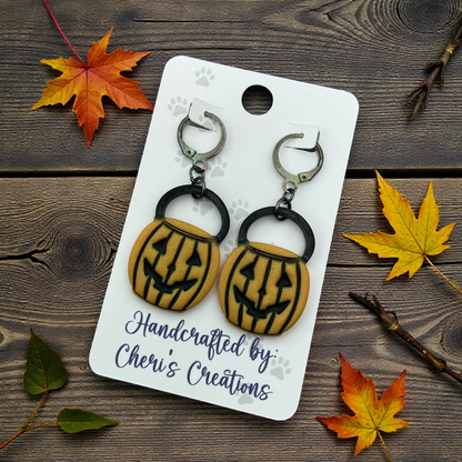 Orange Pumpkin Bucket Dangle Earrings – Handmade Polymer Clay Earrings