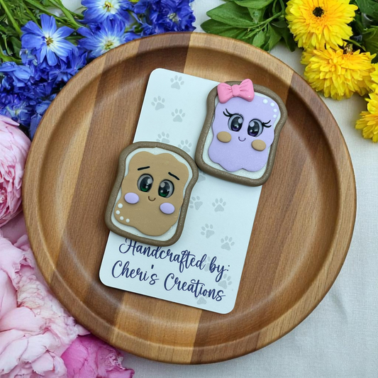 Purple PB & J Set – Handmade Polymer Clay Food Embellishments for Bow Making, Crafting & DIY Projects