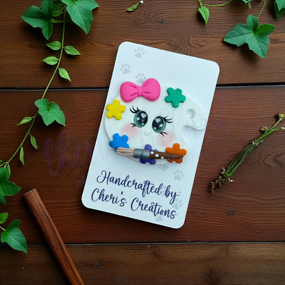 Paint Palette Bow Center – Handmade Polymer Clay Embellishment