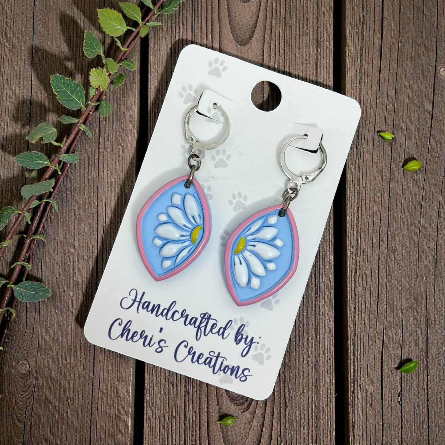 Peekaboo Daisy Dangle Earrings – Handmade Polymer Clay Earrings