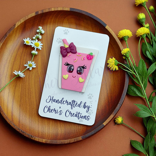 Strawberry Lemonade Bow Center – Handmade Polymer Clay Embellishment