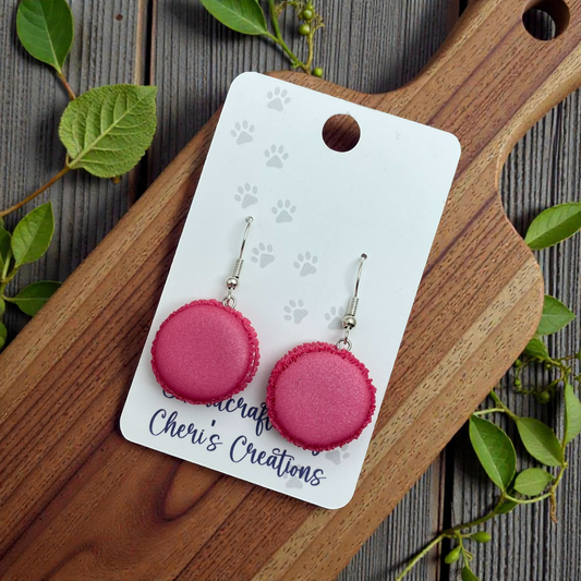 Pink Macaron Earrings – Sweet Dessert Dangle Earrings