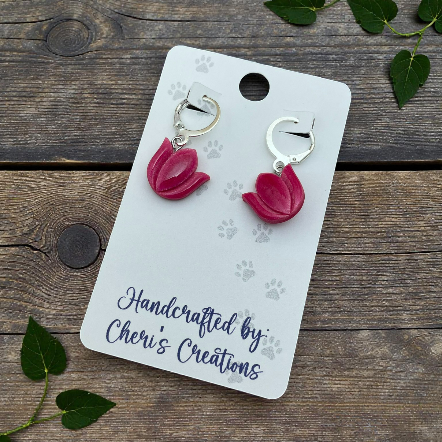 Pink Tulip Earrings – Mini Dangle Earrings