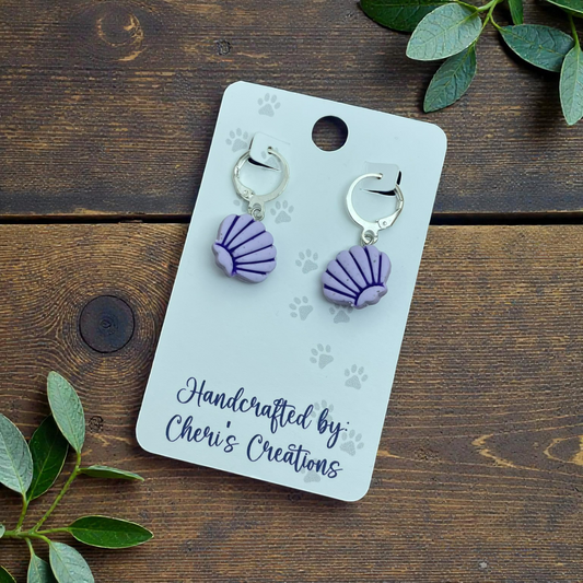 Pastel Purple Shell Earrings – Soft Coastal Dangle Earrings
